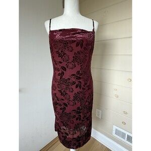 Lulus Women Velvet Burgundy Dress Bodycon Midi Cocktail Adjustable Straps Sz S